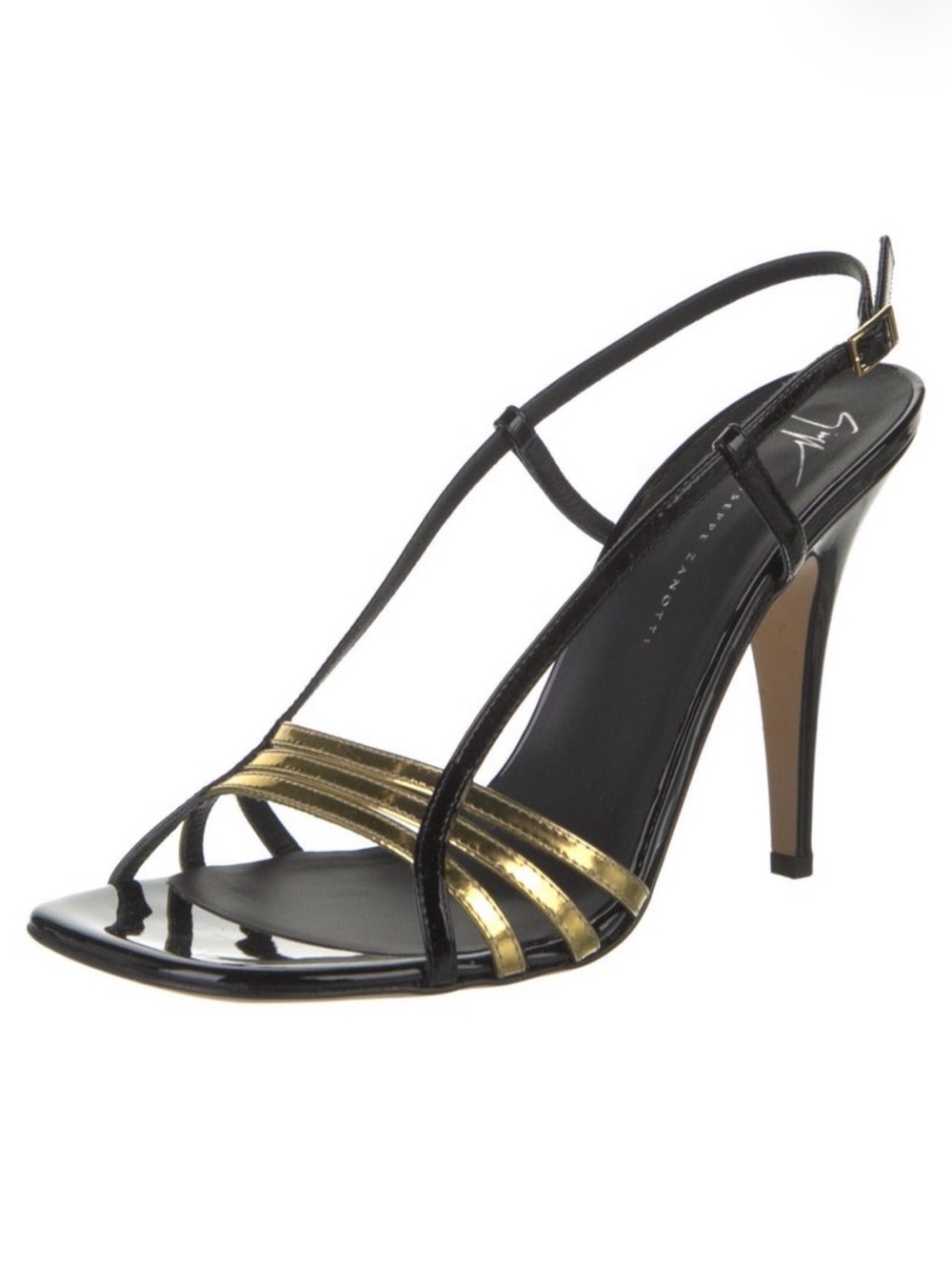 Giuseppe Zanotti Black & Gold Strappy High Heels